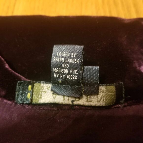 Lauren by Ralph Lauren Purple Velvet Long Sleeve Button Up 90's Womens Top Sz 4 - Picture 3 of 12